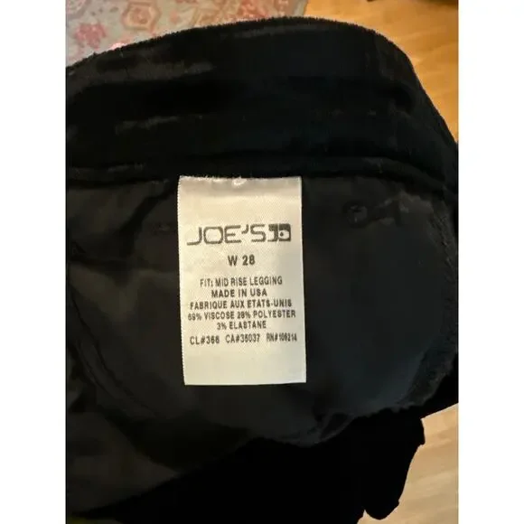 JOE'S Black Velvet Leggings Size 28 Small Mid Rise - Picture 4 of 8